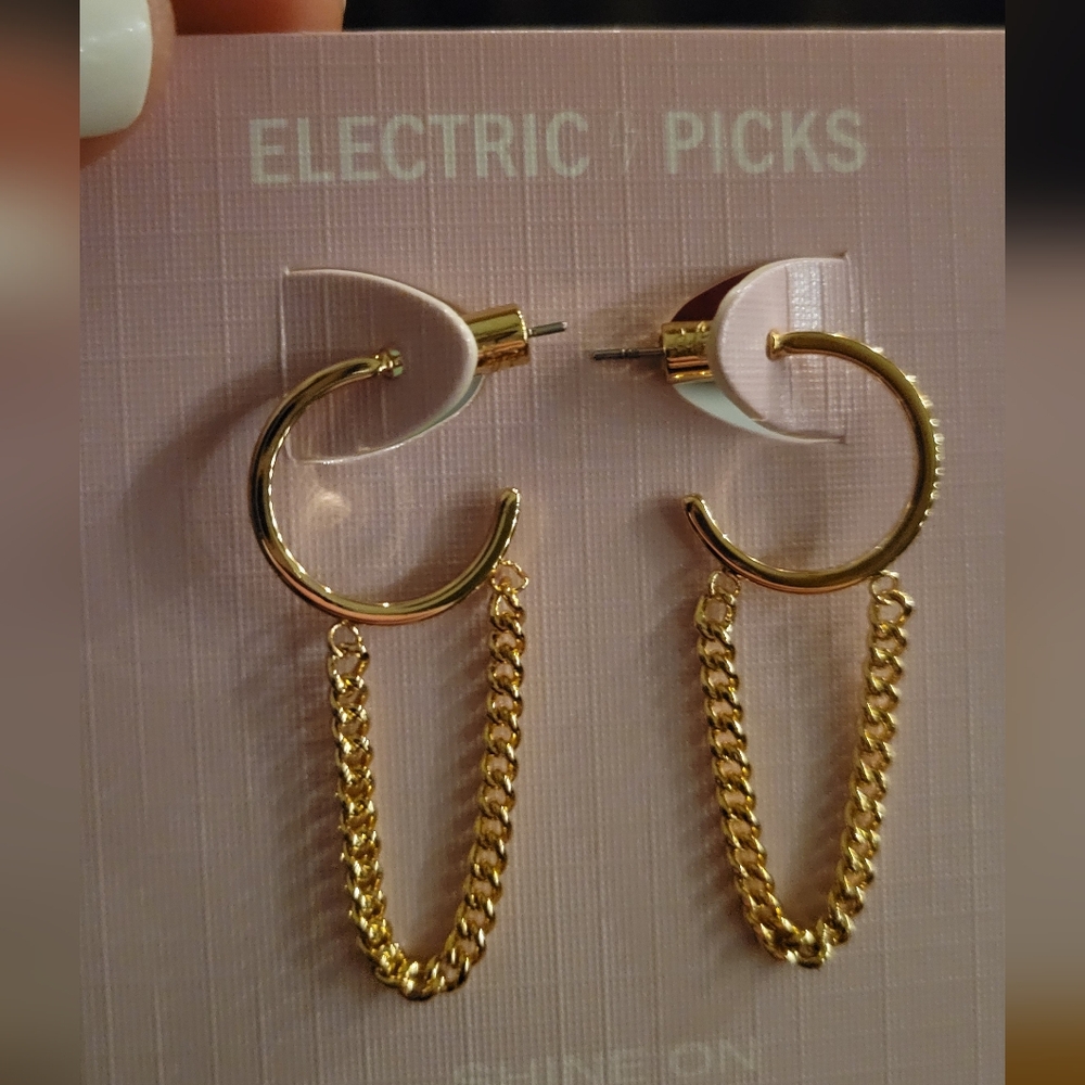 Electric Picks 14k gold plated hoops